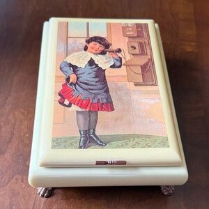 Vintage Mid century Italian music box Reuge Swiss trinket